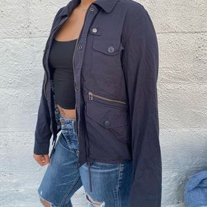 Saks Fifth Avenue navy blue military jacket